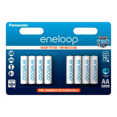 Laddningsbart batteri Eneloop AA 1900 mAh 8 st