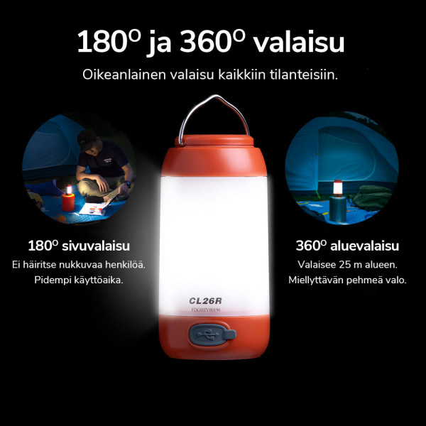 Laddbar LED-lykta Fenix CL26R Oliv, 400 lm