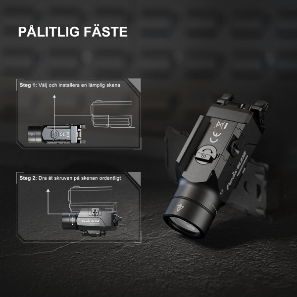 Vapenlampa Fenix GL23R grön lasersikte, 1200 lm