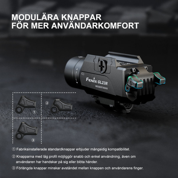 Vapenlampa Fenix GL23R grön lasersikte, 1200 lm
