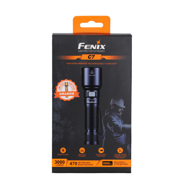 Fenix C7 Flashlight, orange, 3000 lm
