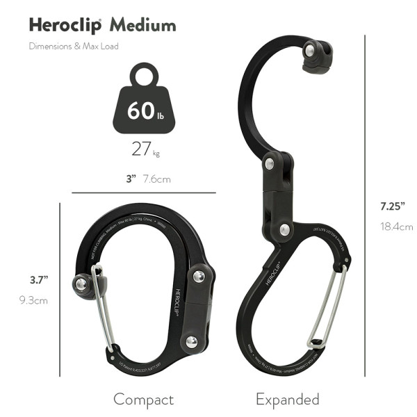 HEROCLIP Karbinhake Medium, Stealth Black